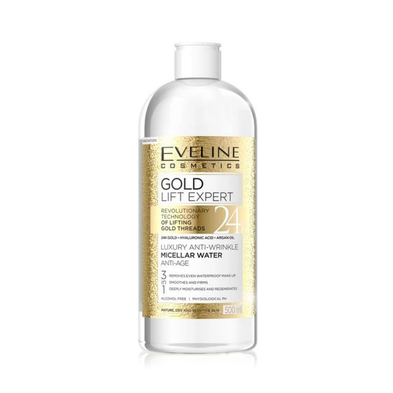 Nước tẩy trang Eveline Gold Lift Expert cao cấp chống nhăn da 3 trong 1 500ML