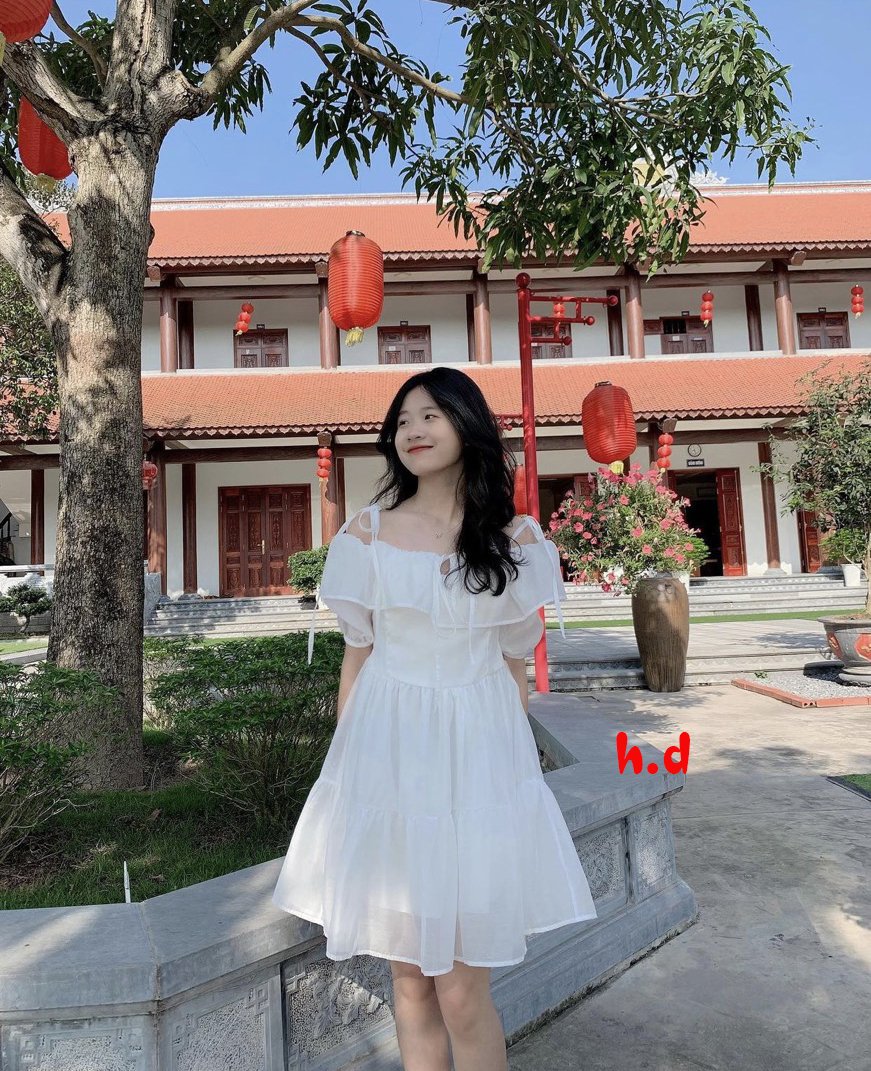 Đầm Tiểu Thư Ulzzang Buộc Nơ Vai Dáng Xòe Tầng Siêu Đẹp