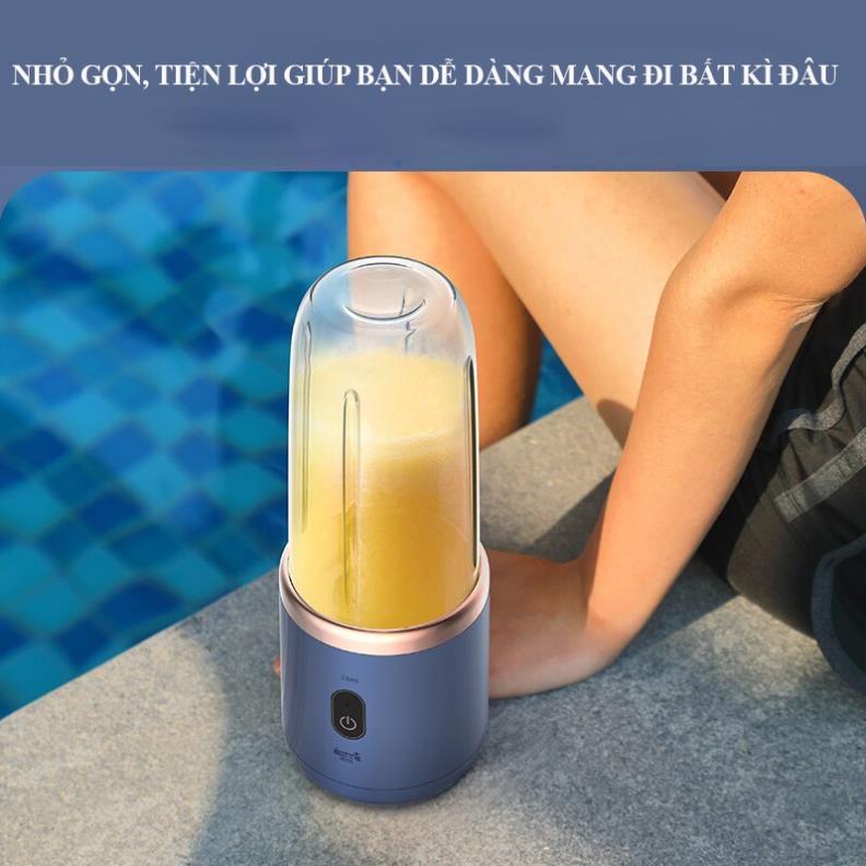 Máy Xay Sinh Tố Juicing Cup 300ML Cầm Tay 6 Lưỡi Sử Dụng Pin Sạc Cổng USB Siêu Tiện Lợi, Máy Xay Đa Năng