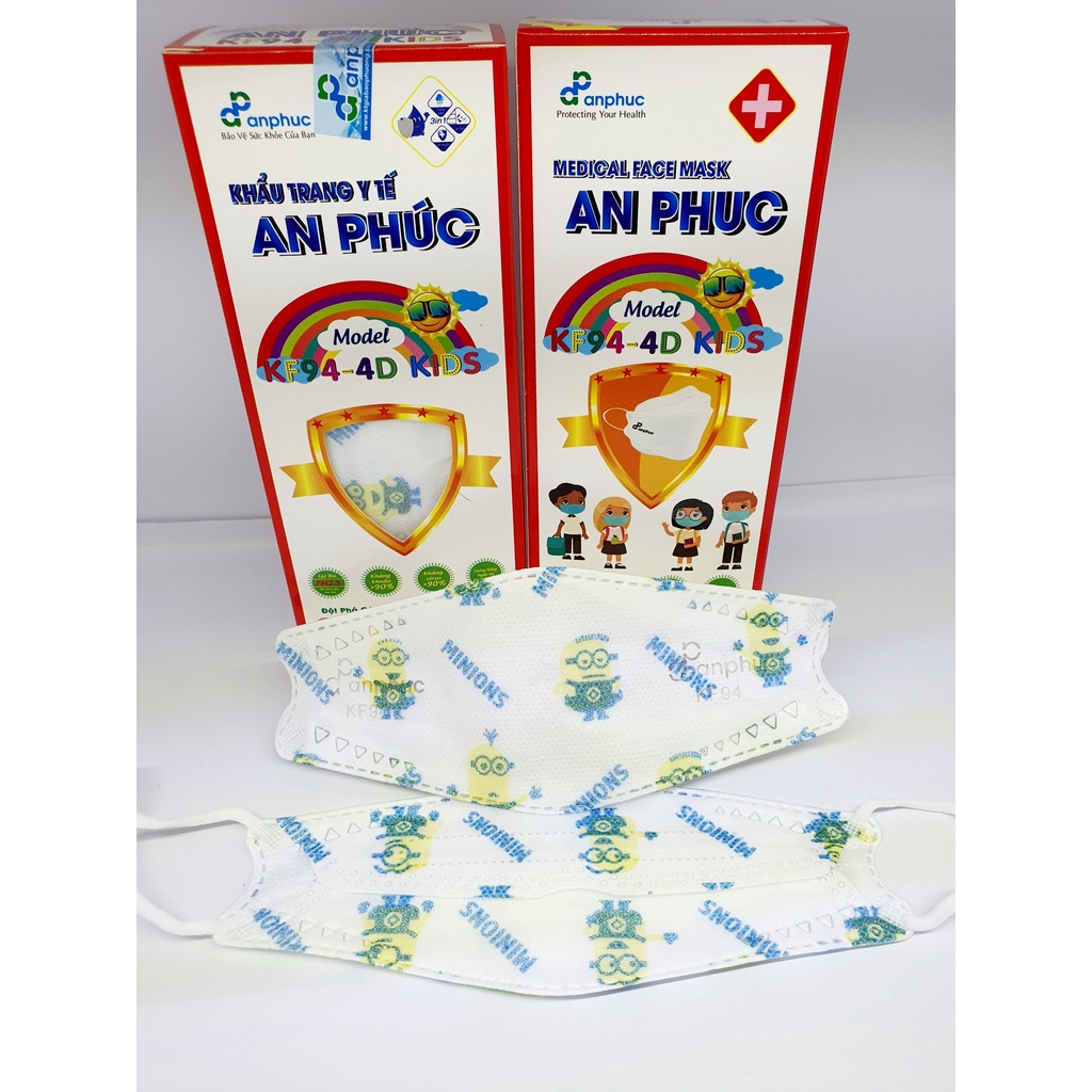 Khẩu Trang Y Tế AP KF94 Kids- 4 Lớp Giá Rẻ, Hình Nhân Vật Đáng Yêu Cho Bé