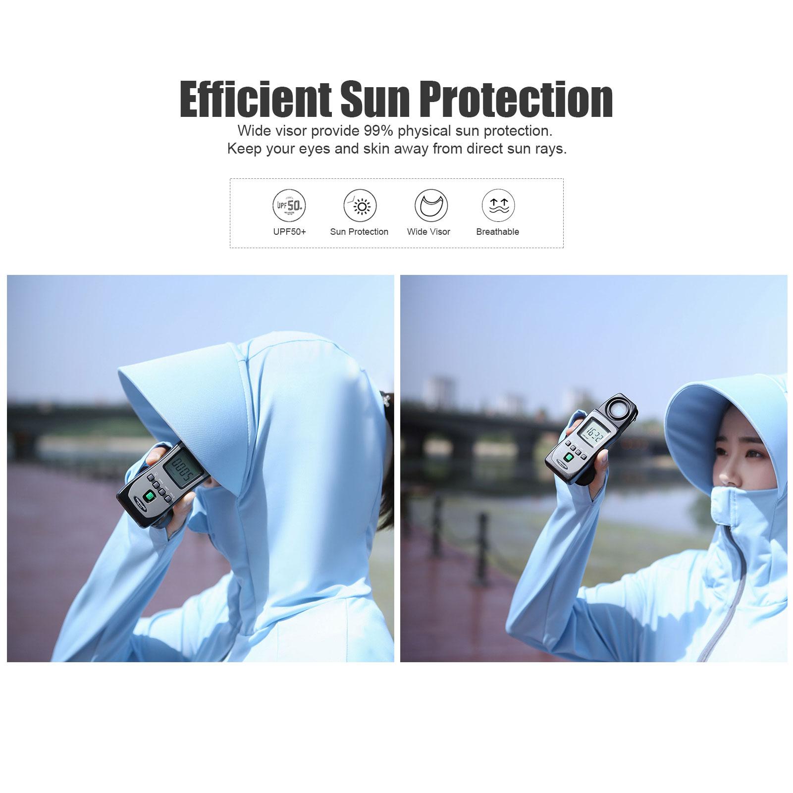 Áo khoác che nắng lớn có đầy đủ túi zip UPF 50+ có mũ trùm đầu dành cho phụ nữ
