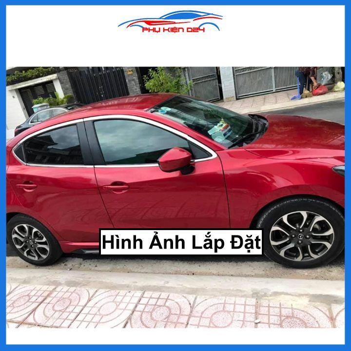 Bộ nẹp viền chân kính cong kính MAZDA 2 2015-2021 Inox sáng bóng chuẩn form xe