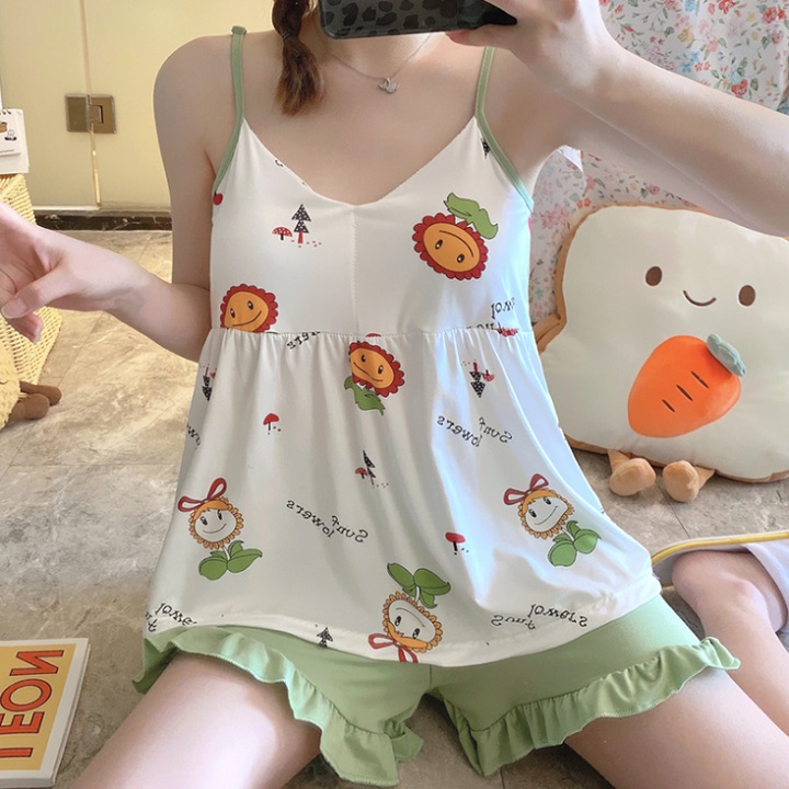 Đồ bộ thun mặc nhà 2 dây mảnh cổ tim co dãn, thoáng mát, chất vải dày cao cấp C002