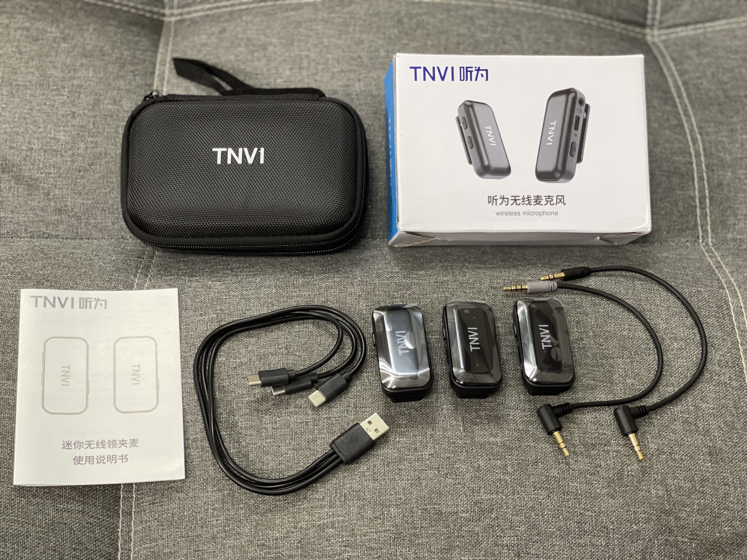 Micro TNVI V3 pro kèm 2 mic không dây cài áo siêu nhỏ gọn cho điện thoại máy quay máy ảnh