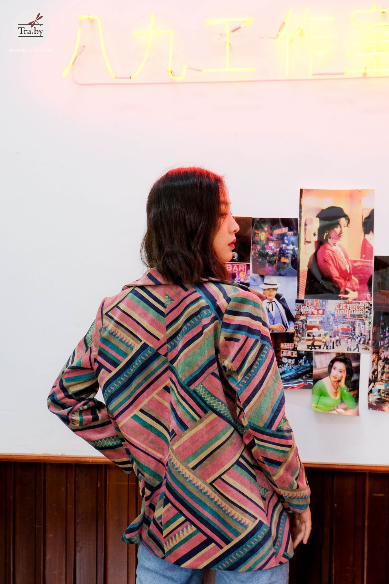 Áo blazer thiết kế hồng vintage