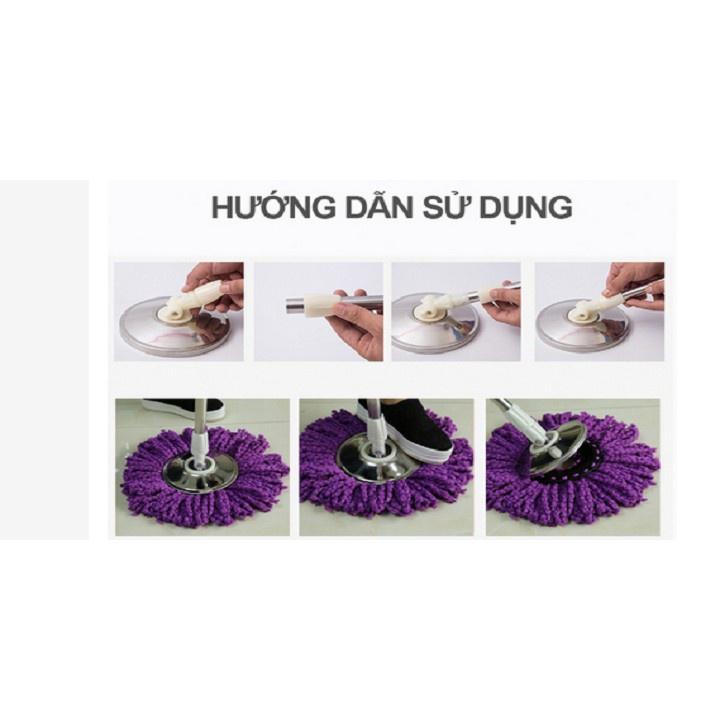 Cây lau nhà 360 độ đế - mâm inox - nhựa không rỉ - loại 1 cây dài 1m2