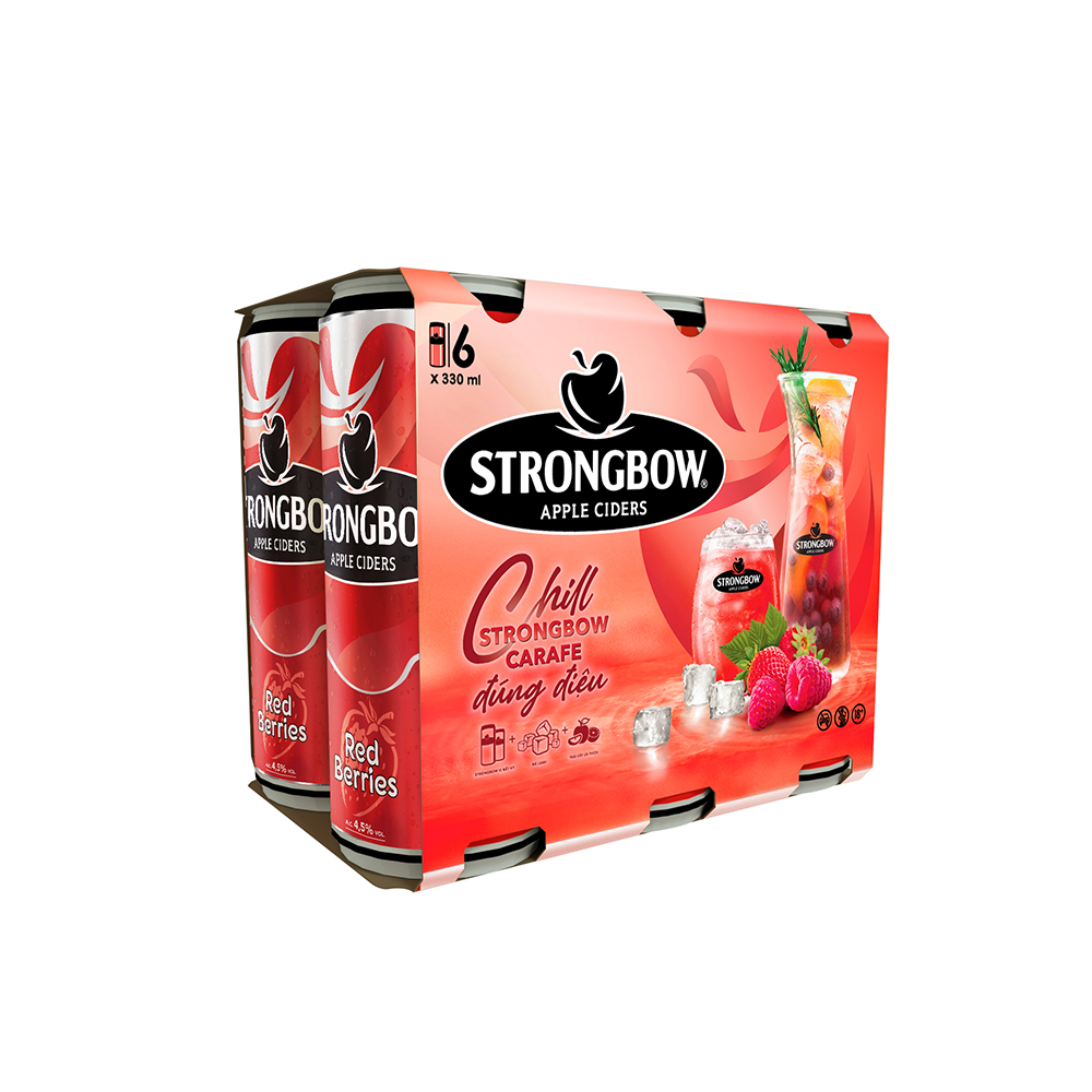 Lốc 6 Lon cao Strongbow vị Dâu đỏ (330ml x 6 Lon)