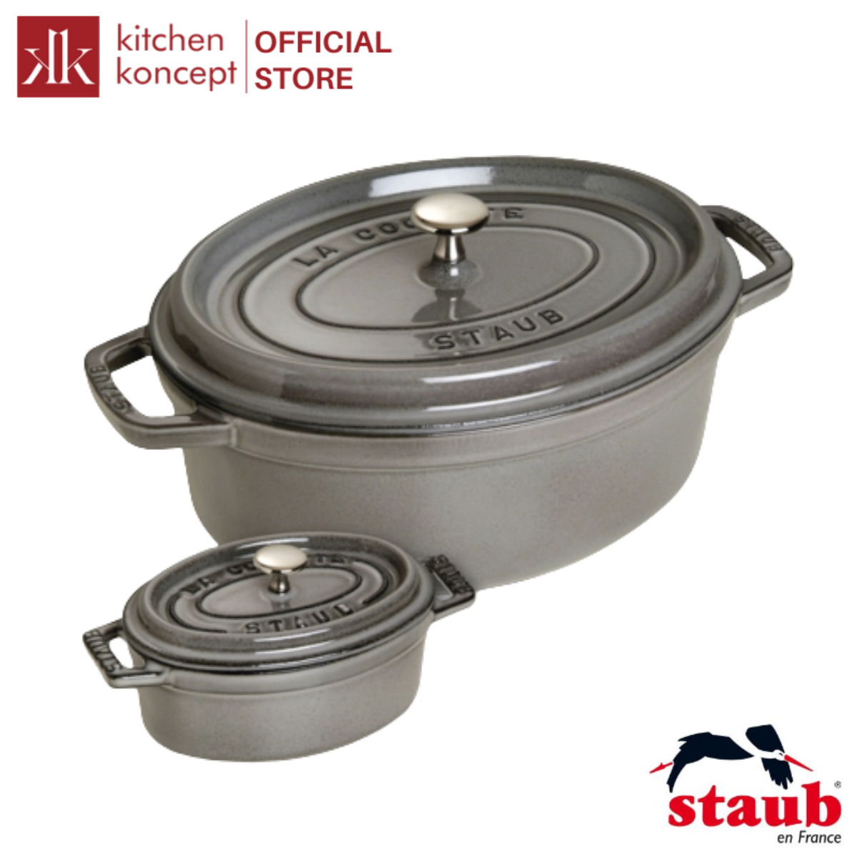 Staub - Nồi oval màu xám - 11cm