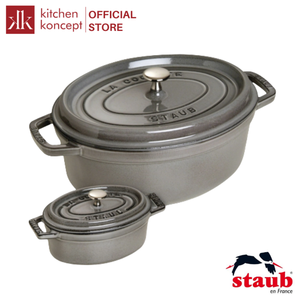 Staub - Nồi oval màu xám - 11cm (0.23L)