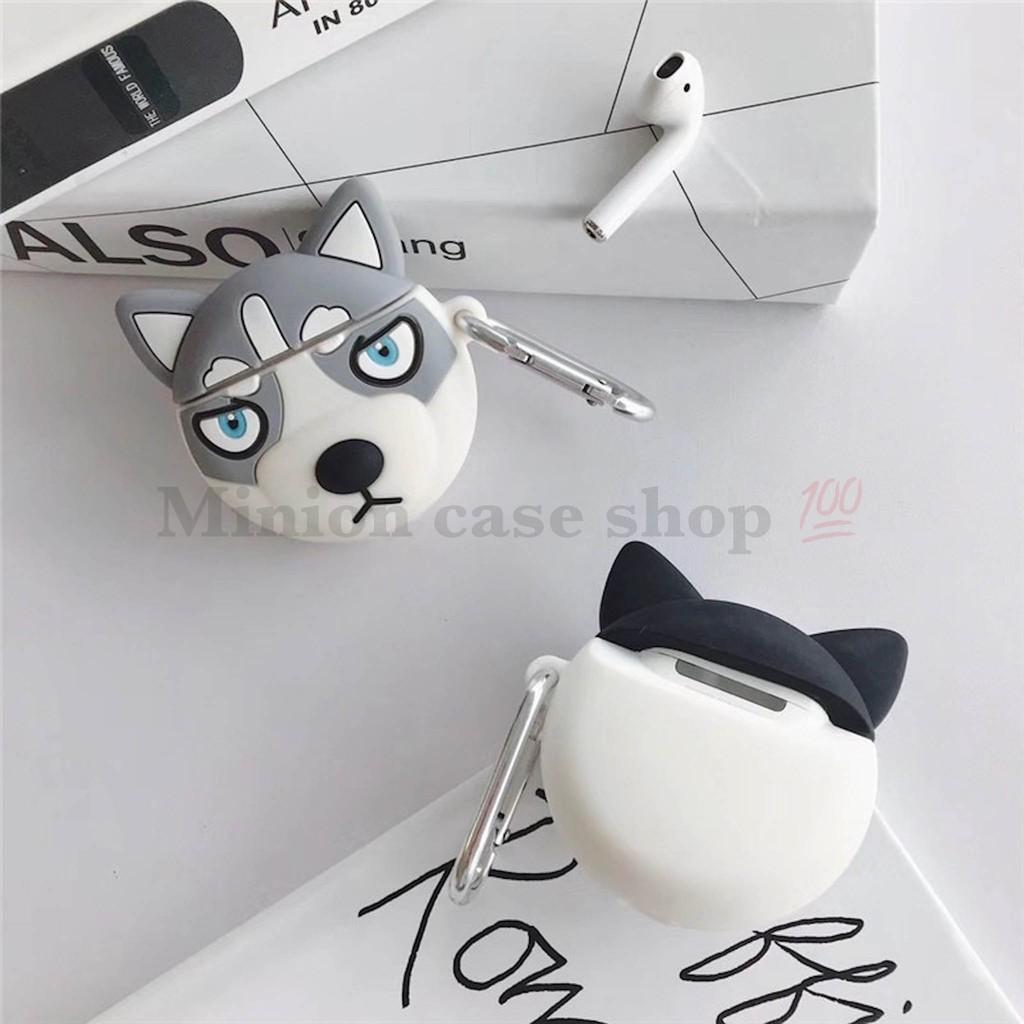 Bao Case Ốp dành cho airpod 1 và 2, airpod pro, tai nghe bluetooth i11,i12, i100, i9s... silicon 3D Husky cao cấp