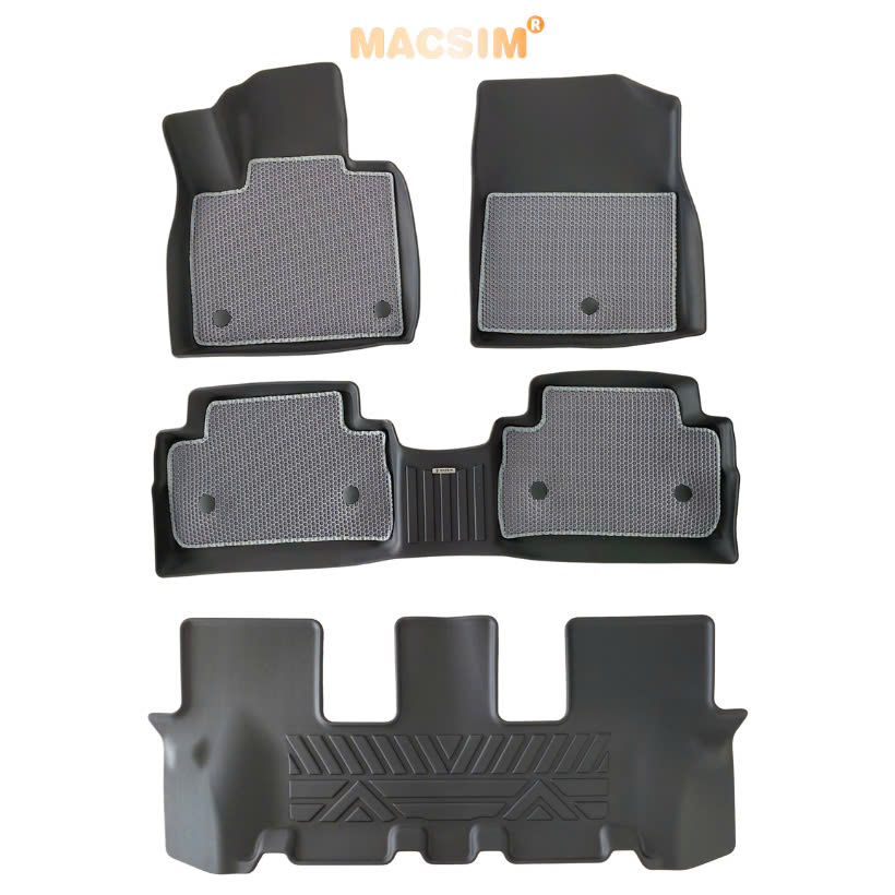 Thảm ô tô sd3 2 lớp dạng lưới lục giác Hyundai Santafe 2019-2023 (ghi) - bề mặt cao su siêu sạch - Macsim
