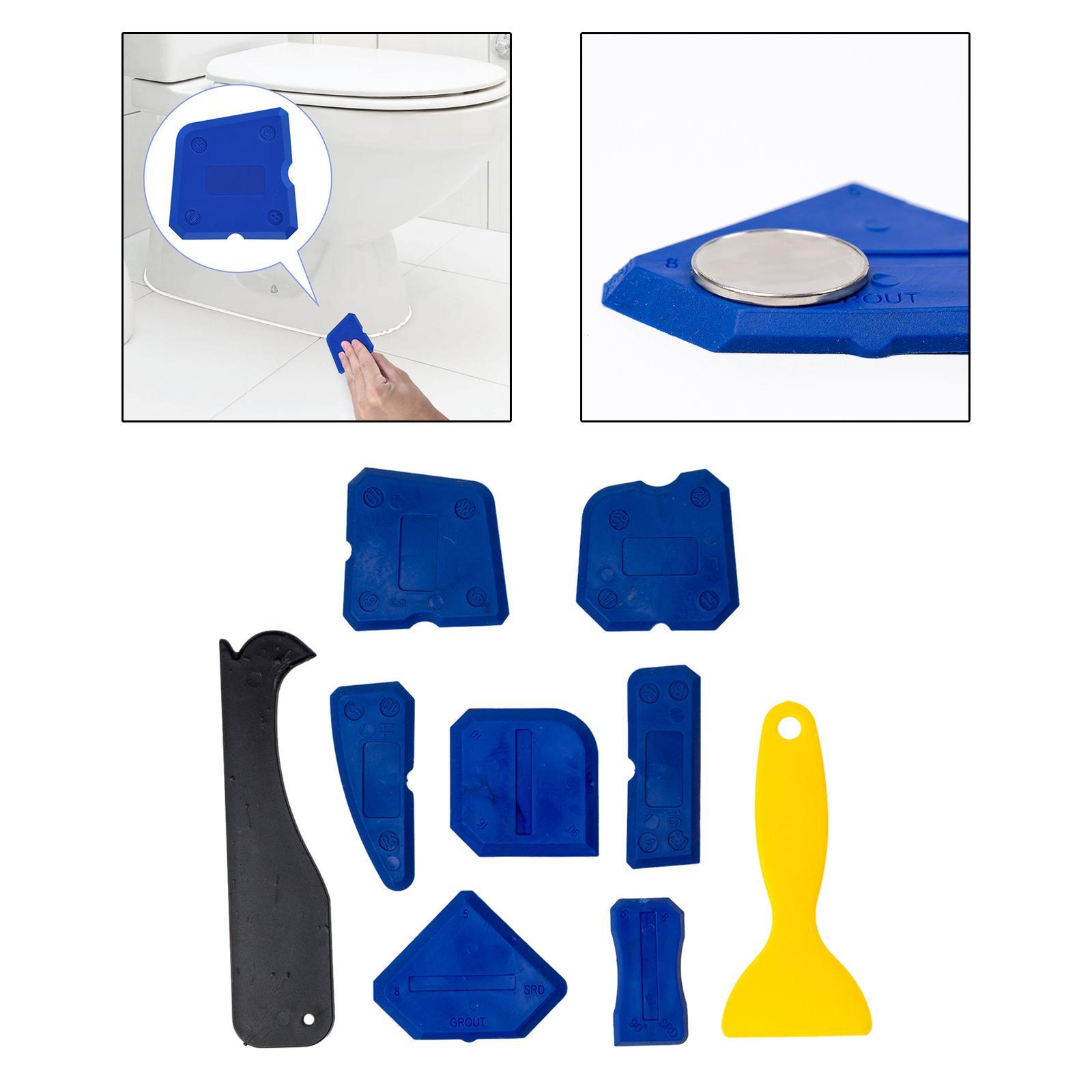 9Pcs Caulking Tool Grout Removal Tool Seam Finishing Tool Glue Corner Replaceable Pads Joint Sealant Sealing for Floor Sink Windows