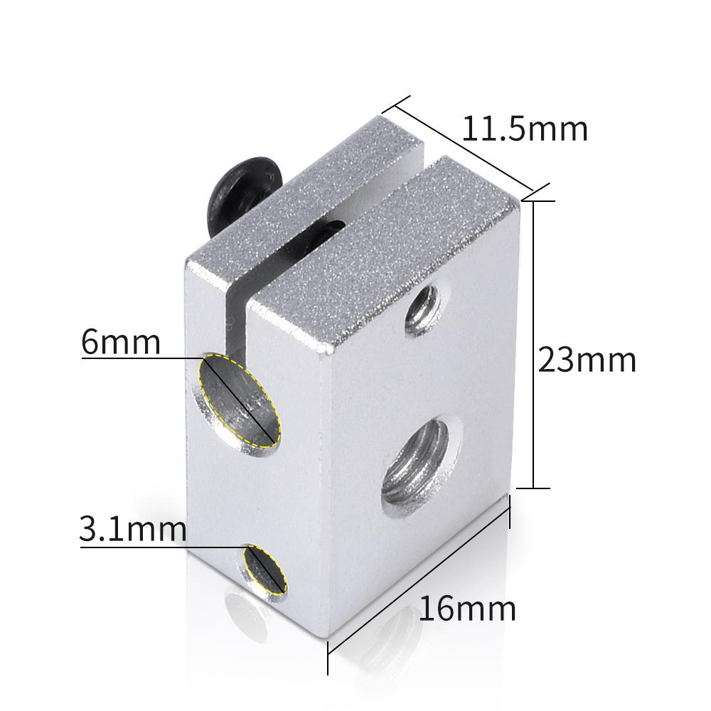 BigTreetech E3D V6 Block Block Block Aluminum với V6 Silicone Sock cho V6 Hotend PT100 Thermistor J-Head 1.75/3.0mm Các bộ phận máy in 3D 3D
