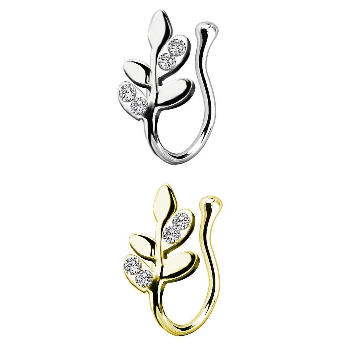 2 Pieces Fake Nose Rings 18G Clip On Nose Hoop Rings 18 Gauge Gold Silver