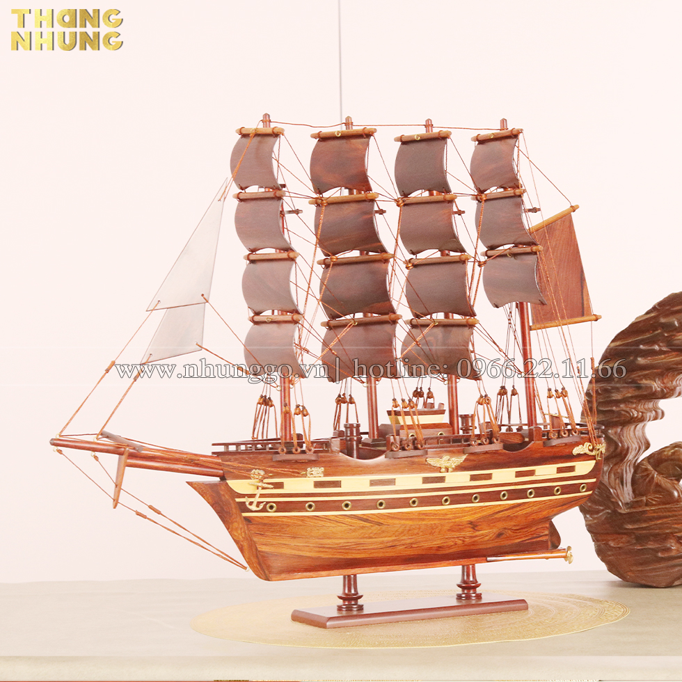 Mô hình thuyền buồm France 2 gỗ cẩm_FC40