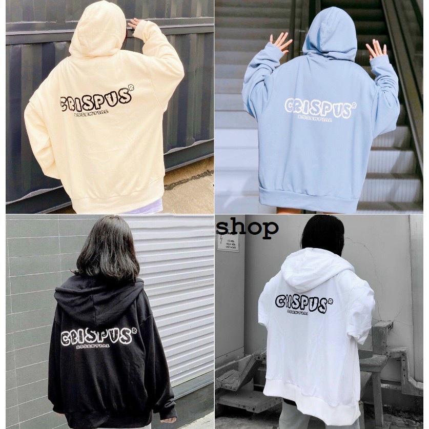 Áo Khoác Nỉ Bông CRISPUS Dây Kéo Form Rộng Unisex Nam Nữ Couple Ulzzang XÙ