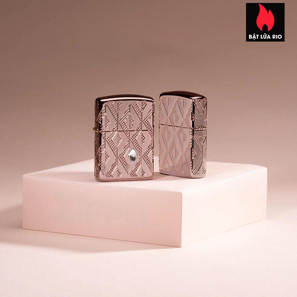 Zippo 49702 – Zippo Geometric Diamond Pattern Design Armor Rose Gold