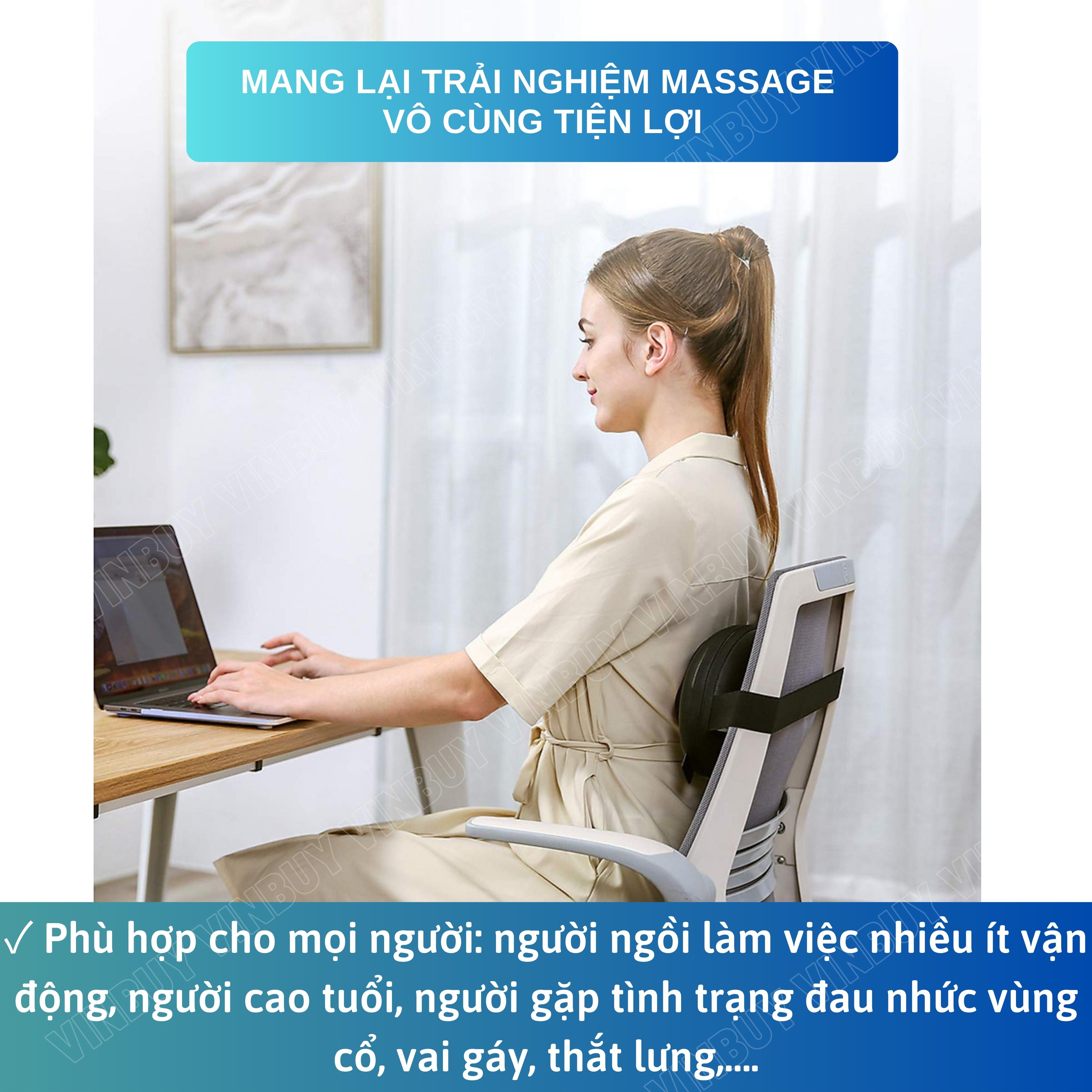 Gối Massage Cổ Vai Gáy Hồng Ngoại VINBUY, Máy Massage Cổ Vai Gáy 2 Chiều - Mát Xa Chuyên Sâu Cho Cổ, Vai Gáy, Lưng Dưới, Đùi, Chân - Sử Dụng Tại Nhà, Văn Phòng, Trên Ô Tô - Hàng Chính Hãng