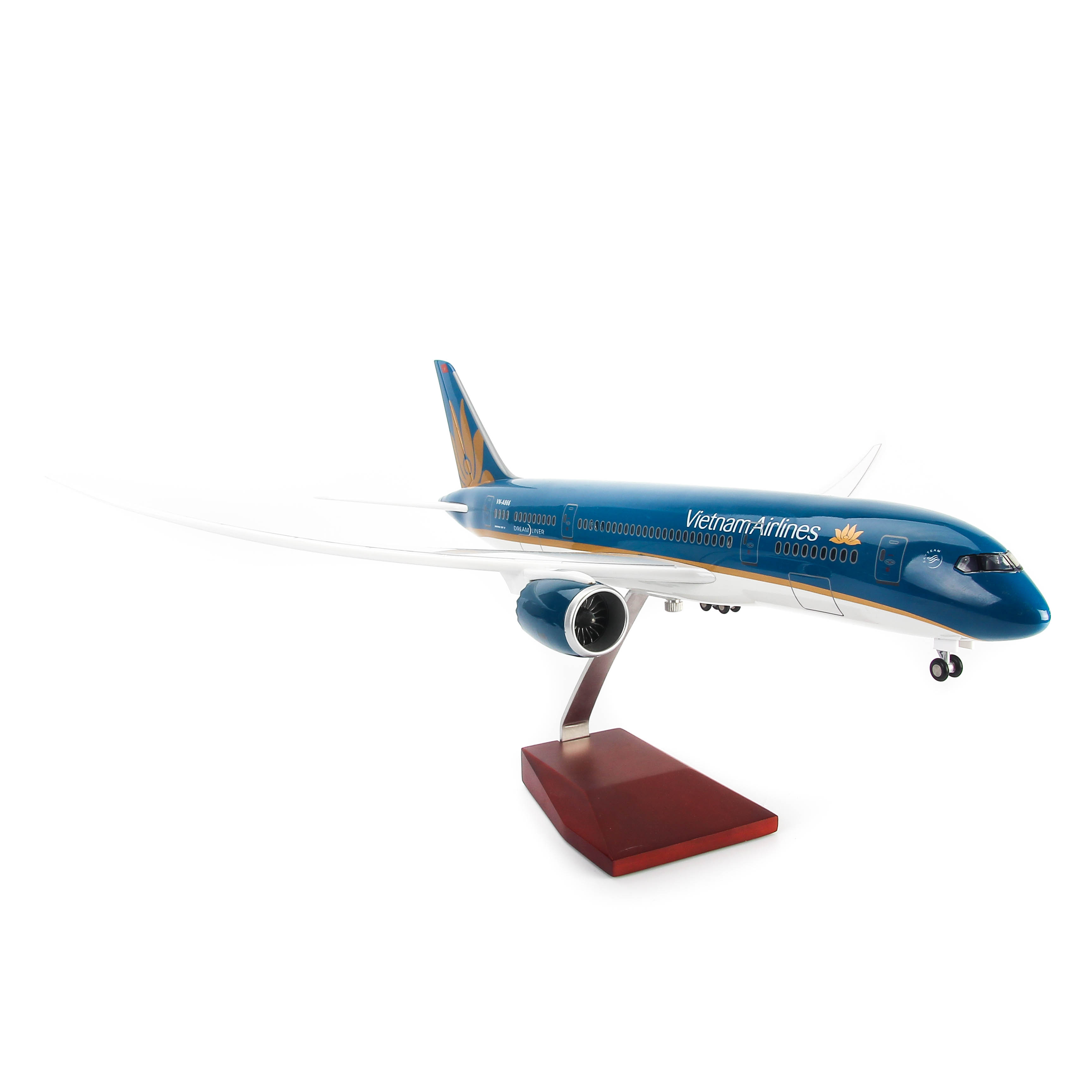 Mô hình máy bay Vietnam Airlines lắp ráp (47cm)-Xanh dương đậm,có đèn LED