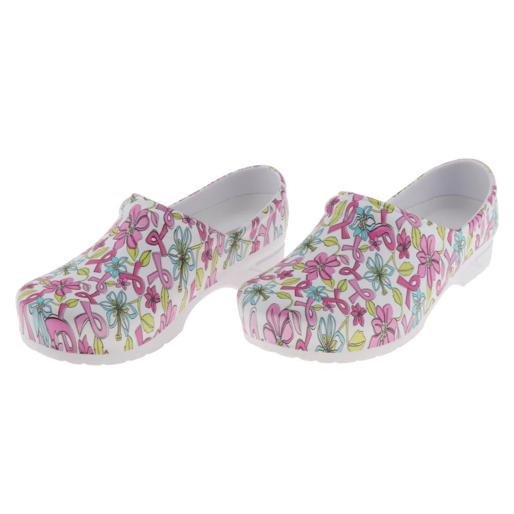 WOMENS PRINT NURSING SHOES WORK SHOES SOFT  BEACH CLOGS SHOES 41