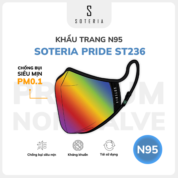 Khẩu trang thời trang Soteria Pride ST236 - N95 lọc 99% bụi mịn 0.1 micro - Size