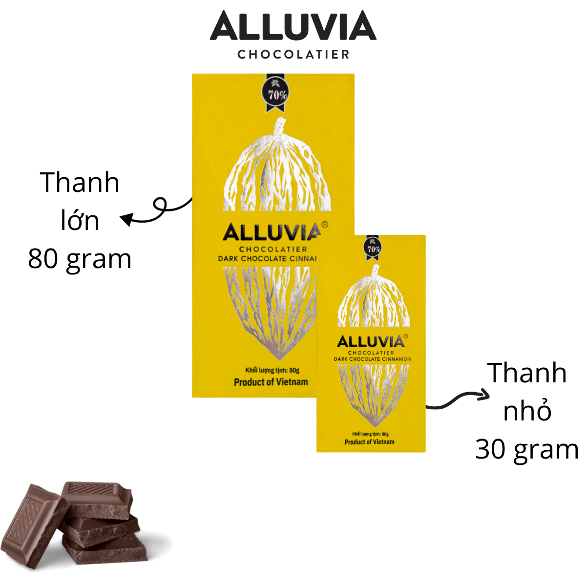 Socola Đen Quế  Nguyên Chất, Đắng Vừa | Dark Chocolate Cinnamon Alluvia