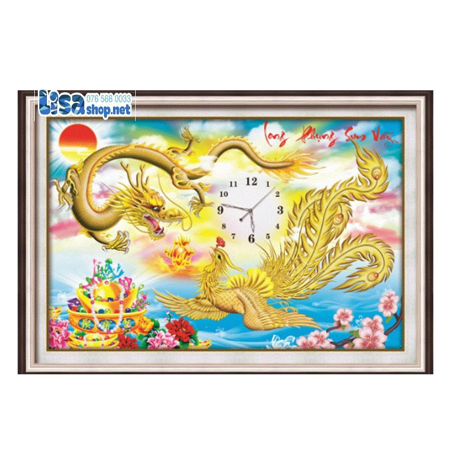 Tranh thêu LONG PHỤNG SUM VẦY 89013 (65x46cm) chưa thêu d