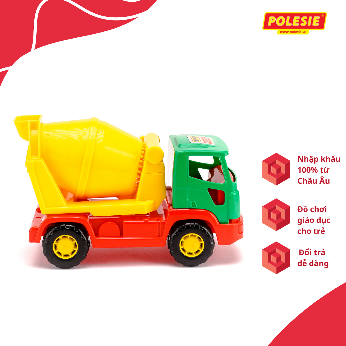 Xe Tải Trộn Bê Tông Xây Dựng Tipper Đồ Chơi Polesie 41609 - Hàng Chính Hãng Nhập Khẩu Châu Âu