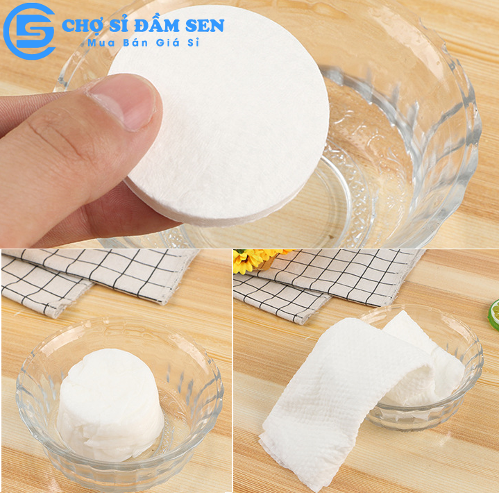 Khăn Tắm Nén. Khăn Du Lịch cotton dùng 1 lần, Khăn Đa Năng Tự Nhiên Thấm Nước Tốt G384-KhanTamNen-Xanh