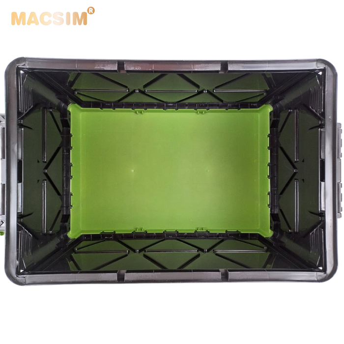 Hộp đựng đồ xếp gọn 2 ngăn 50L kích thước 50cm x 34cm x 31cm - hộp đựng đồ trong cốp ô tô nhãn hiệu Macsim chất liệu PP cao cấp màu đen pha xanh lá