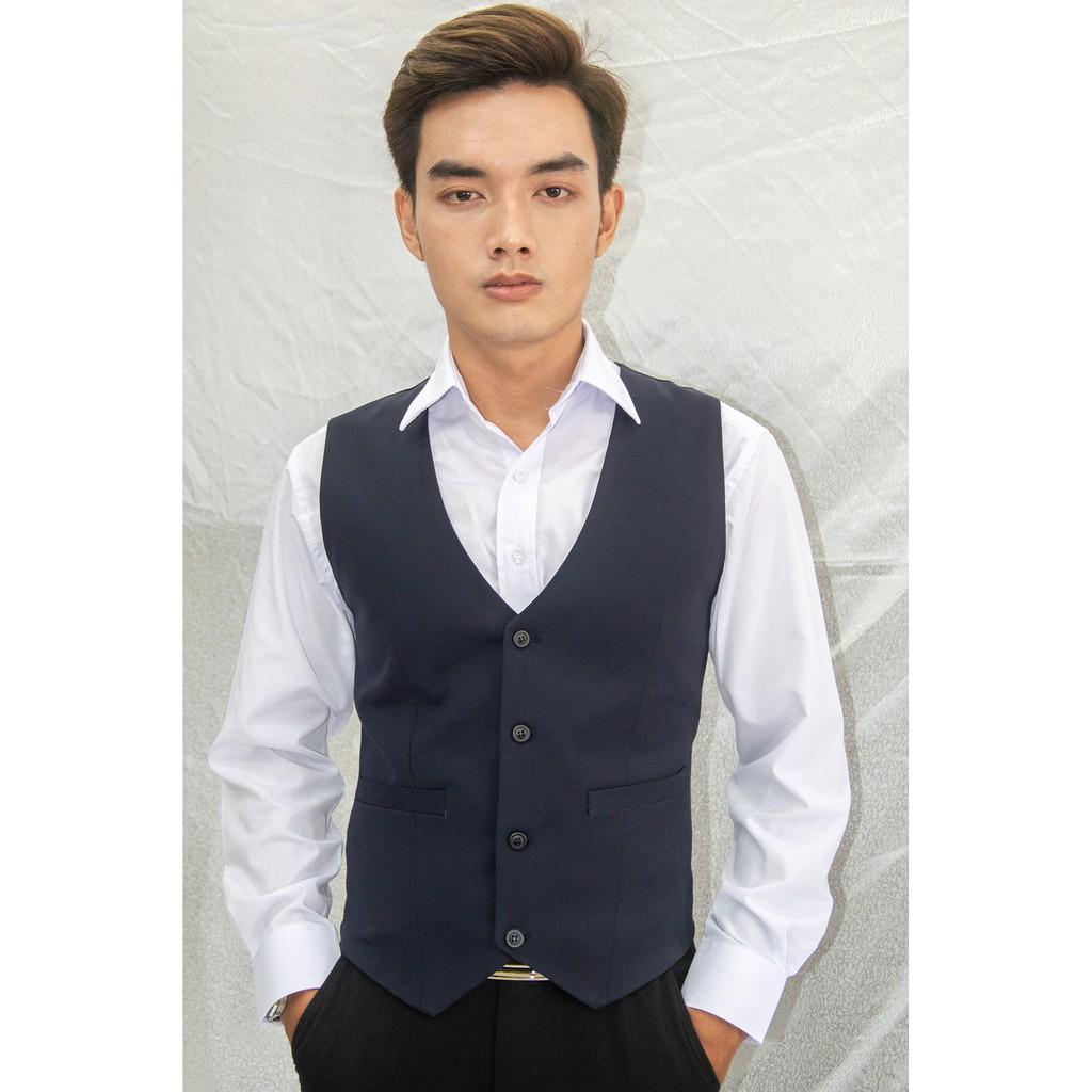 Áo gile nam ôm body màu xanh đen