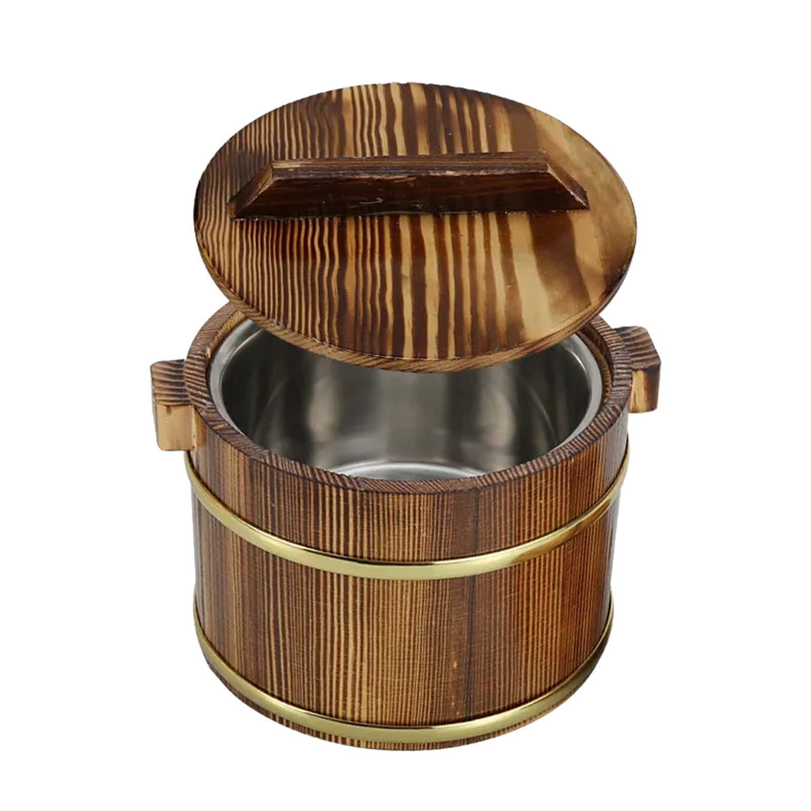 Japanese Rice Bucket, Wooden Sushi Rice Bowl, Reusable 16cm for Restaurant Kitchen Home