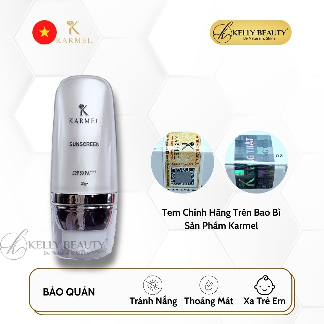Kem Chống Nắng Vật Lý Karmel Sunscreen SPF 50, PA+++ - Bảo Vệ Da, Chống Lão Hóa, Không Bết Dính | Kelly Beauty