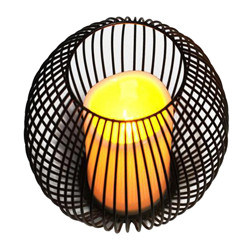 Vintage Style Iron Wire Candle Holder with LED Candle for Home Wedding Decor