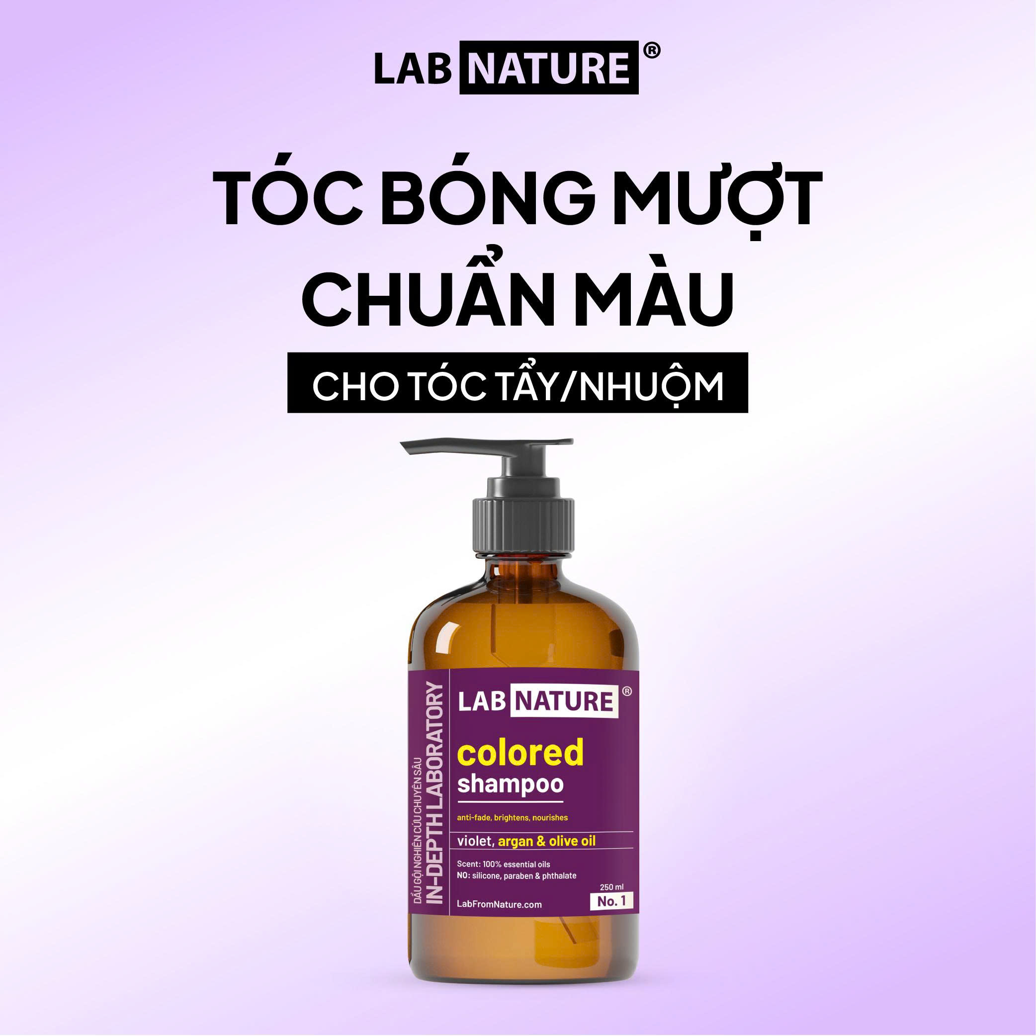 Dầu gội tím LAB NATURE Không Silicone, giúp Khử Vàng và Giữ Màu Nhuộm - 250ml