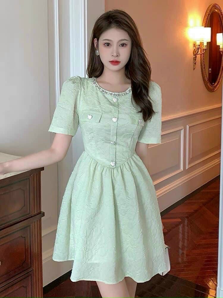 ĐẦM SUÔNG TRƠN TAY NGẮN XANH NGỌC