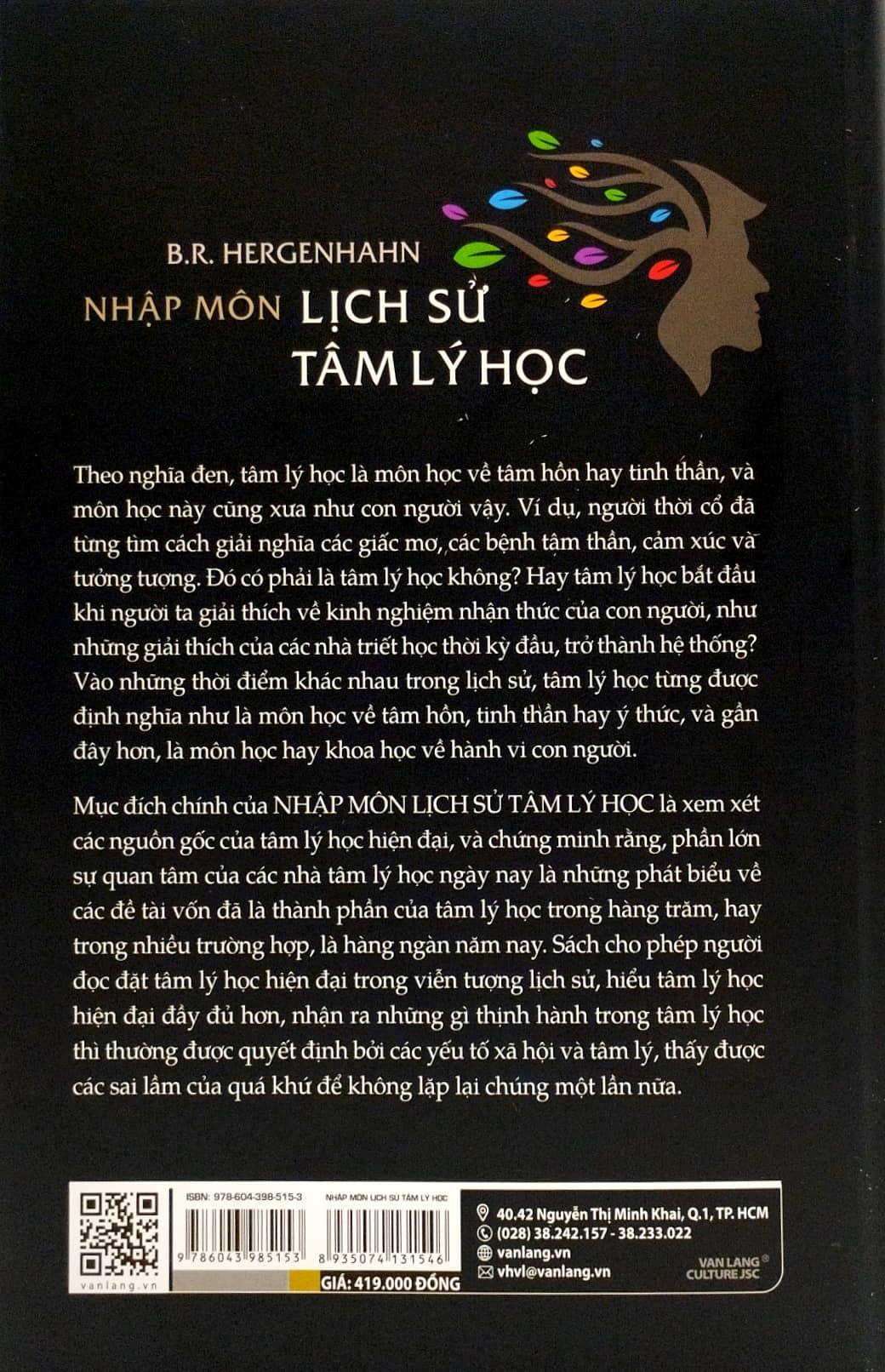 Nhập Môn Lịch Sử Tâm Lý Học - Bìa Cứng
