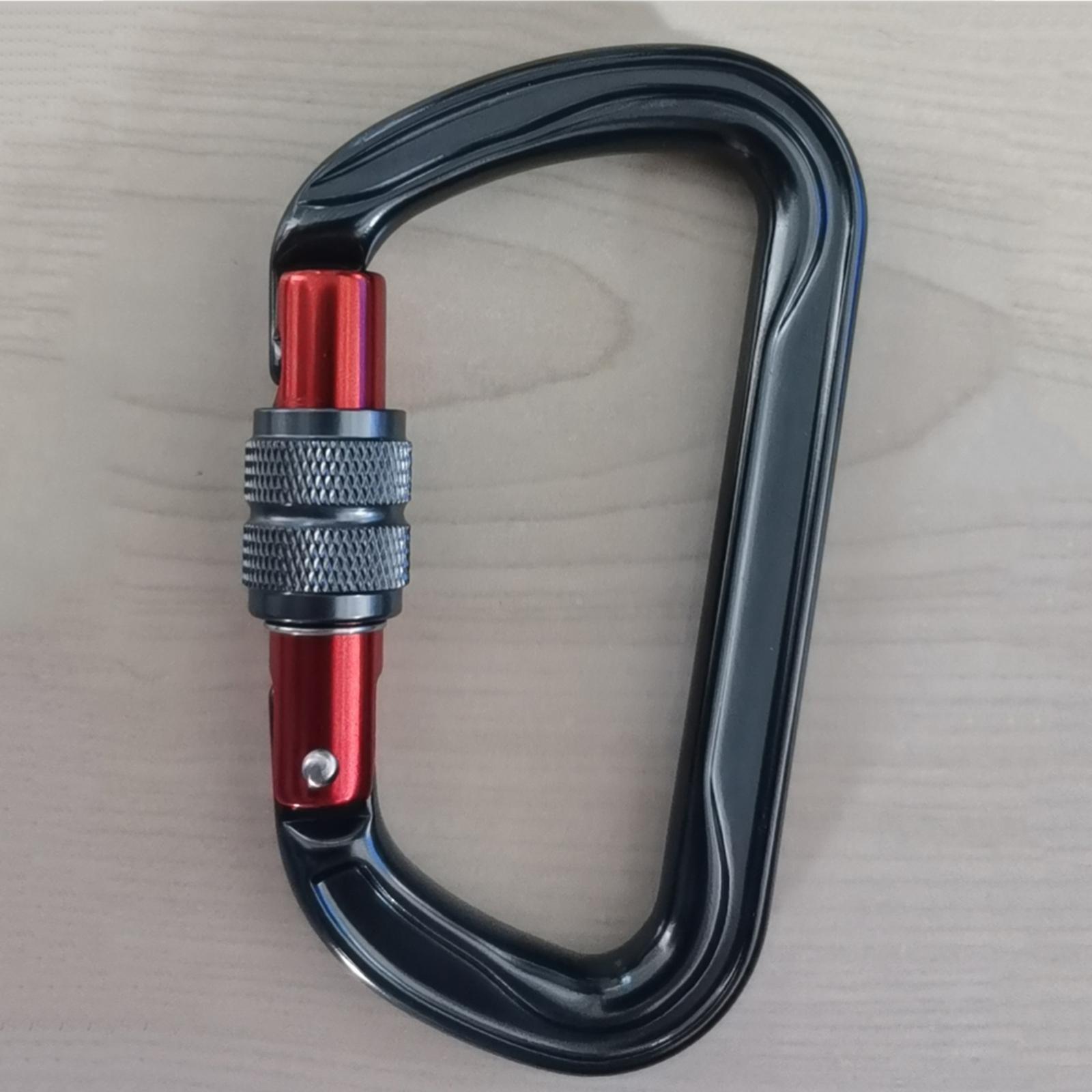 25KN Rock Climbing Tree Carving D Shape Auto Locking Carabiner Equipment