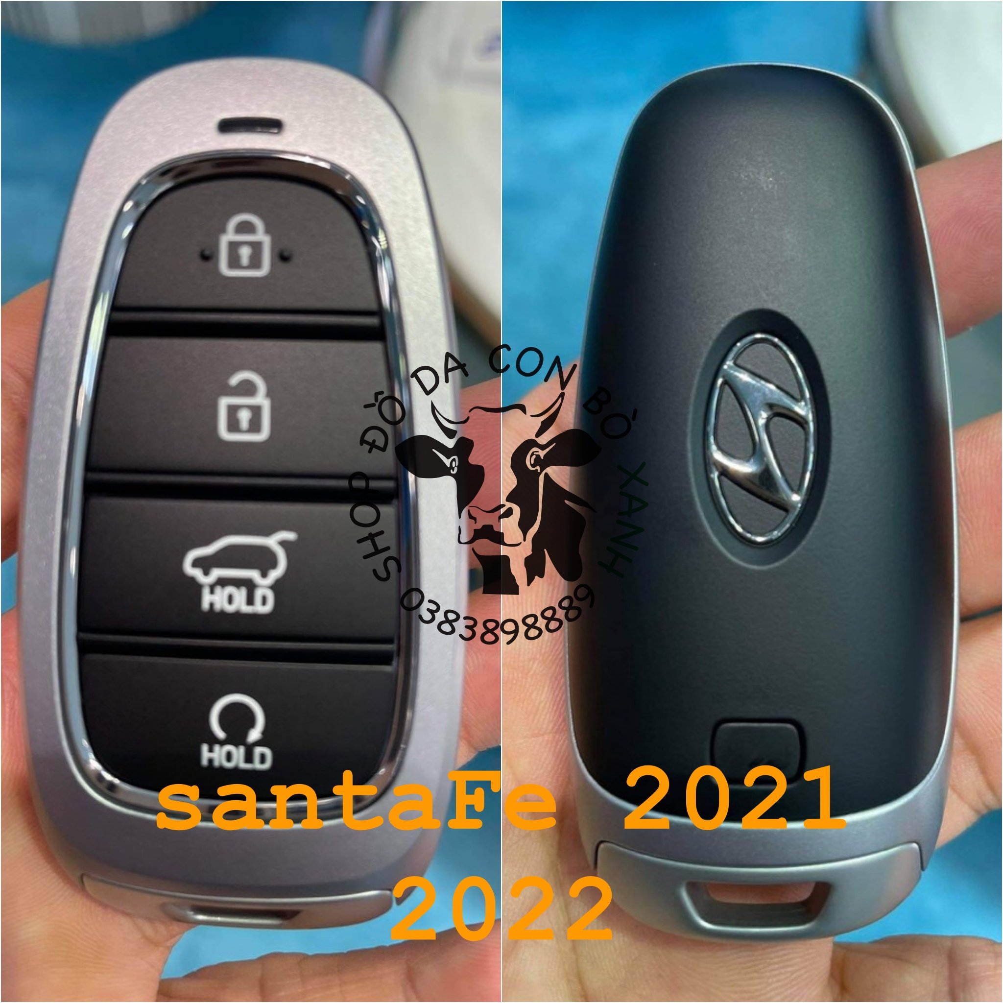 Bao da dành cho chìa khoá Hyundai SantaFe 2021 2022 FL handmade da thật 011