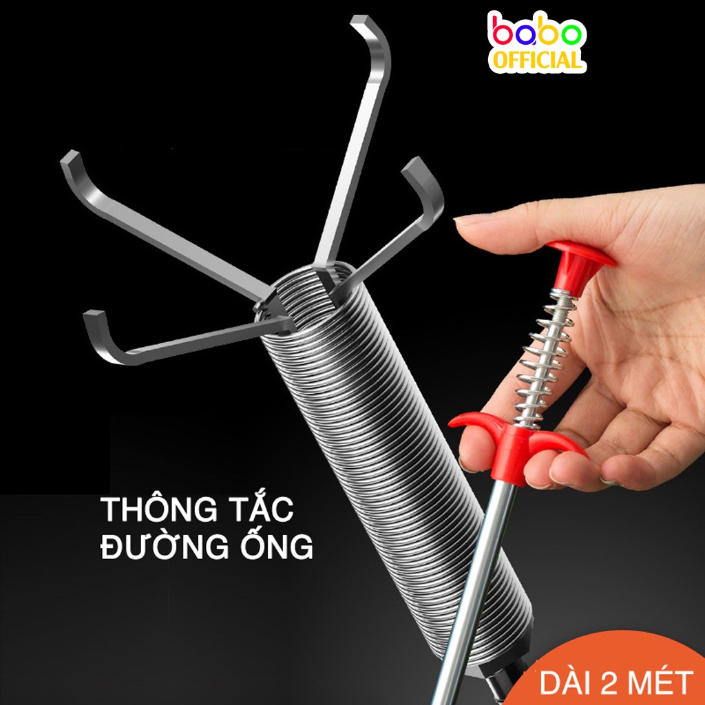 Dụng Cụ Gắp Rác Thông Cống Dài 2 Mét Cây Que Móc Cống Gắp Lông Tóc Thông Tắc Bồn Cầu Ống Cống, Gắp Đồ Bị Rơi babo (TA04)