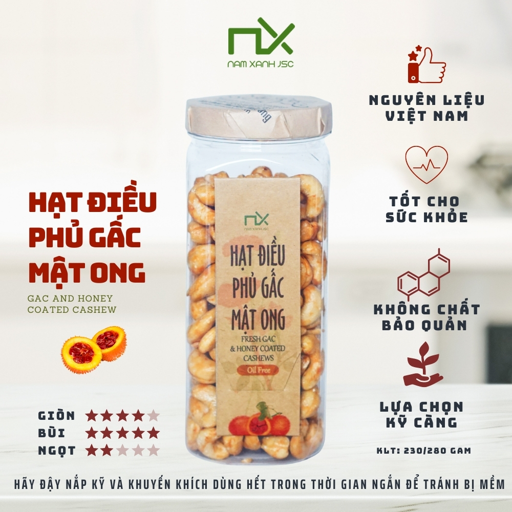 Hạt Điều Phủ Gấc Mật Ong 230g / Fresh Gac And Honey Coated Cashews 230g