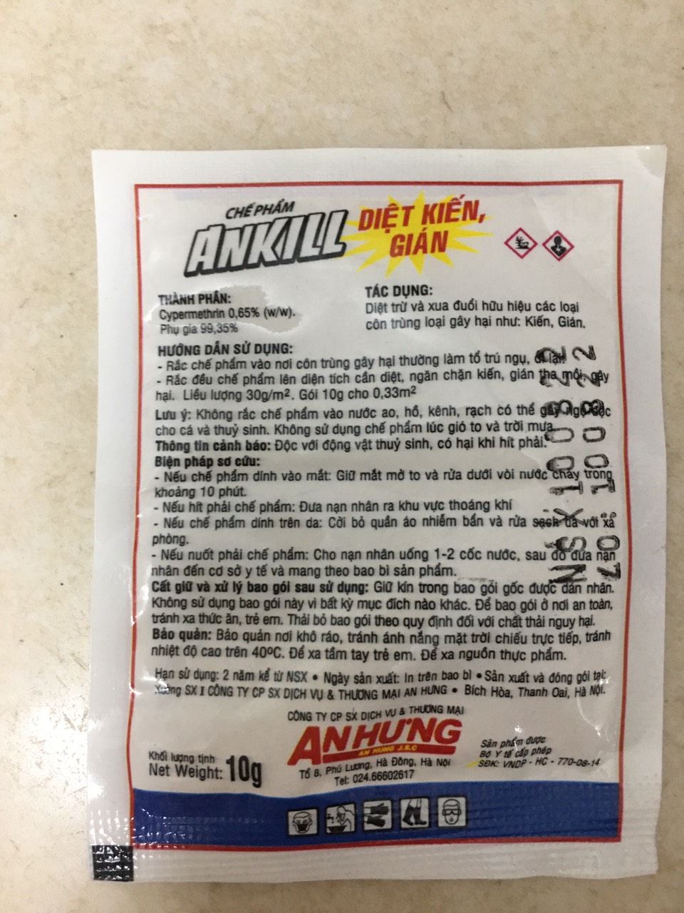 Chế phẩm diệt kiến, gián Ankill 10gr/ gói