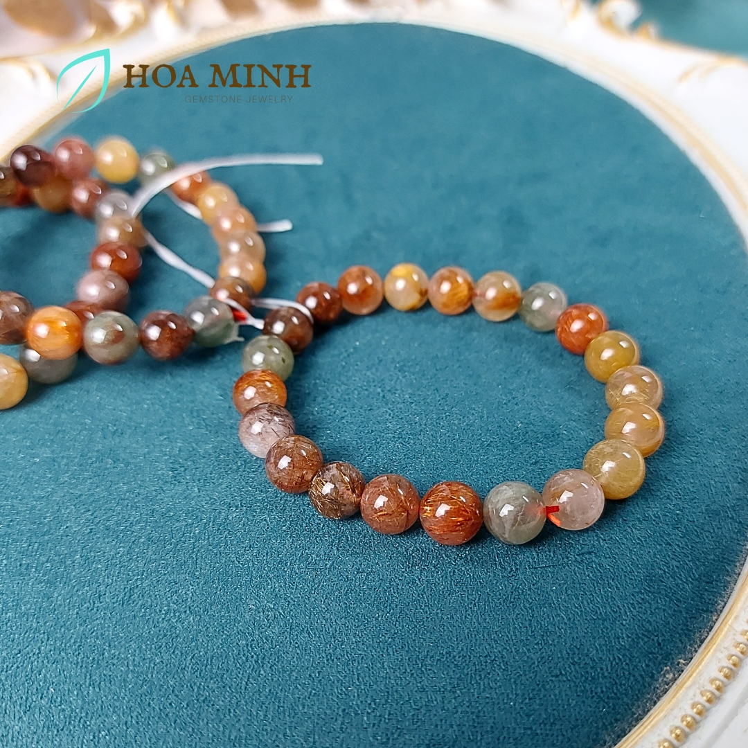 Vòng tay đá Thạch Anh Tóc tam tài size 9 li Thạch Anh Tóc Đỏ Thạch Anh Tóc Vàng Thạch Anh Tóc Xanh