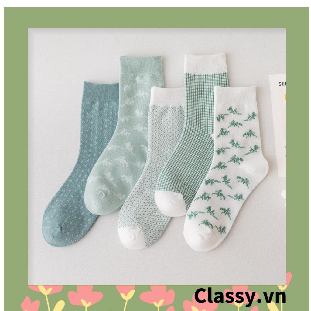 Tất cổ cao, vớ cổ cao Classy tông màu xanh hàn quốc dễ thương G1426