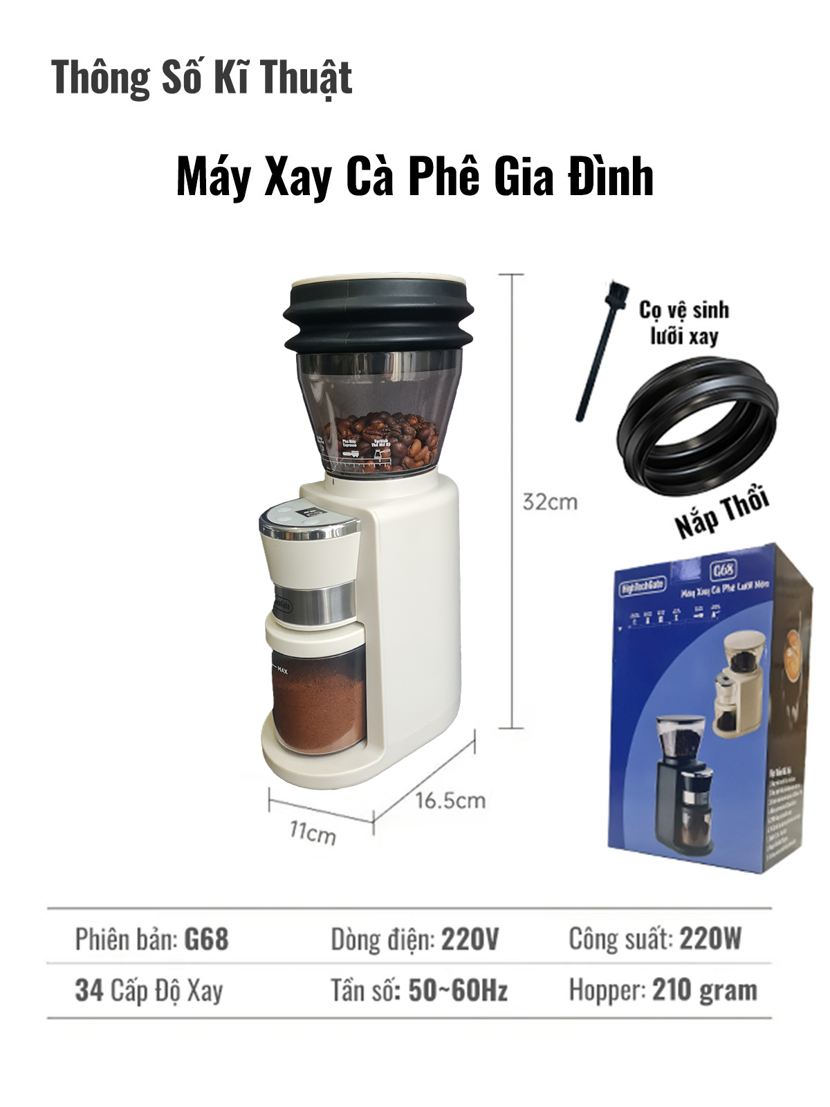 Combo máy pha cà phê CF04 và máy xay cà phê G68 siêu nhỏ gọn tại nhà, văn phòng, hàng chính hãng