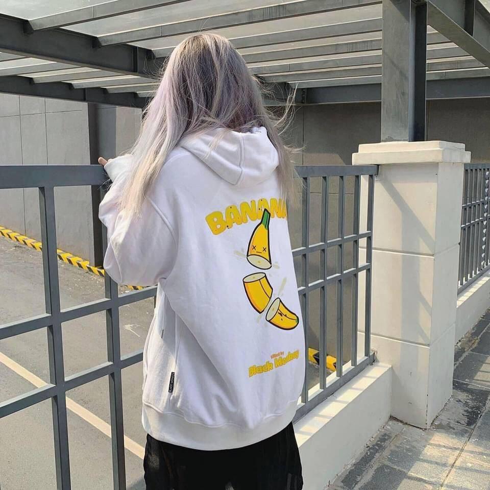 Áo khoác hoodie CHUỐI BANANA nỉ ngoại ulzzang đôi nam nữ unisex form rộng dây kéo zip dày giá rẻ đẹp