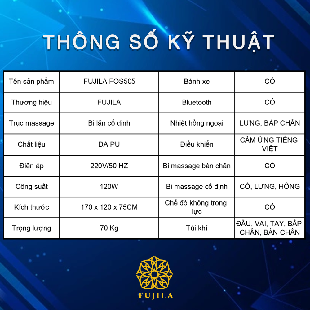 Ghế massage trị liệu FOS505 - Hỗ trợ phục hồi mỏi cột sống và đau nhức xương khớp