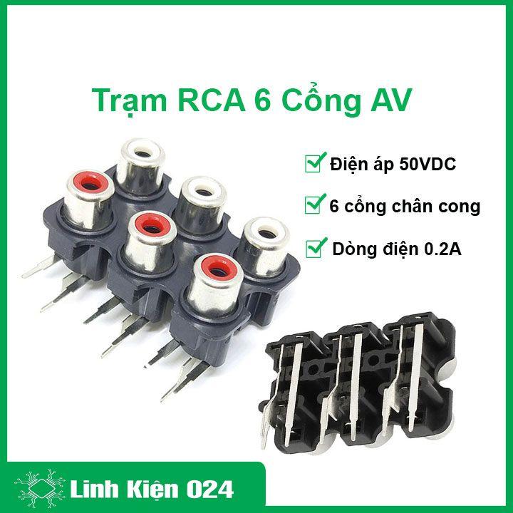 Trạm RCA 6 cổng AV chân cong kết nối tín hiệu loa âm thanh