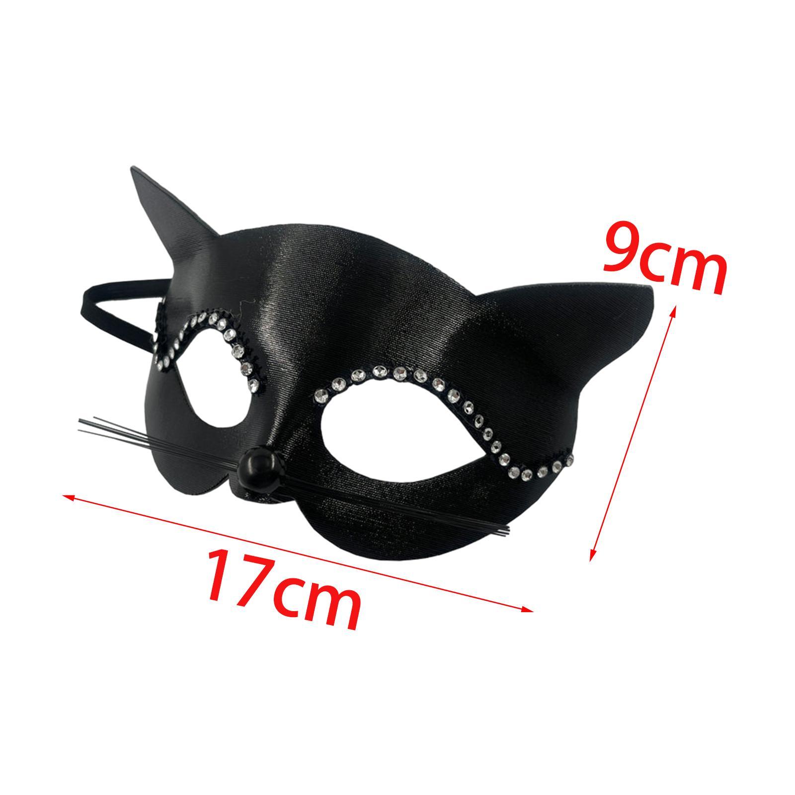 Women Black Cat / Masquerade / Rhinestones Decoration Half Face / Elegant for Fancy Dress Carnival Party Halloween Costume Props