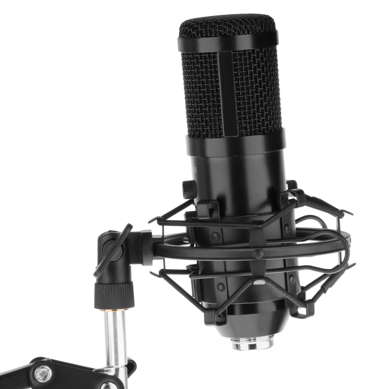 USB Podcast Condenser Microphone, Professional PC Streaming Cardioid Microphone Kit with Boom Arm, Shock Mount,  Filter and Windscreen